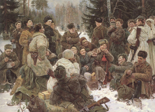 «Отдых после боя», 1951. Художник: Юрий Непринцев. Государственная Третьяковская галерея, Москва