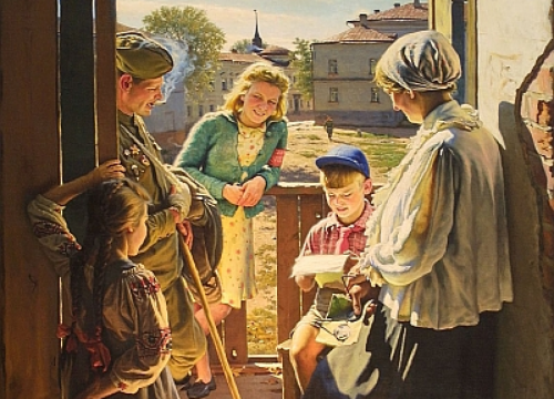 «Письмо с фронта», 1947. Художник: Александр Лактионов. Государственная Третьяковская галерея, Москва
